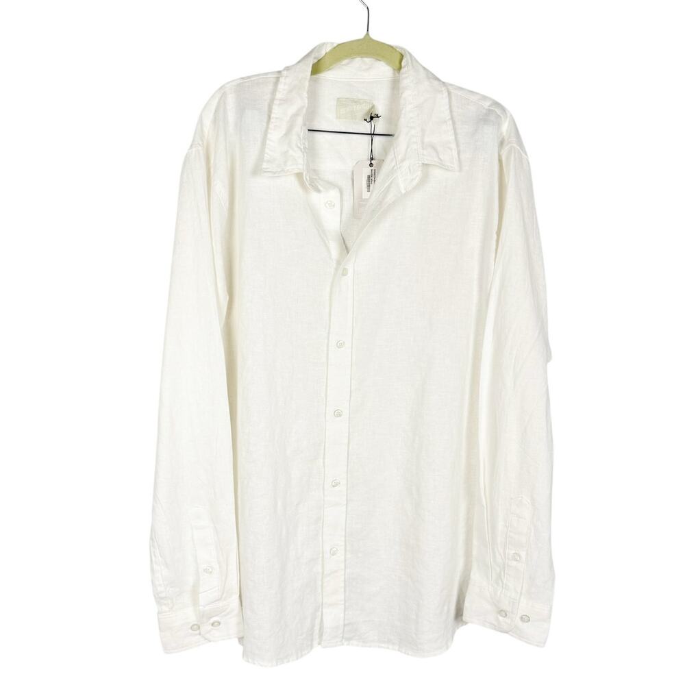 Benny Gold Linen Blend Shirt XXL White Button Down Coastal Minimalist Streetwear